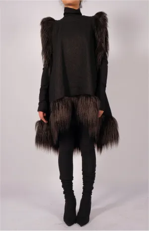 Wool Dress with Faux Fur