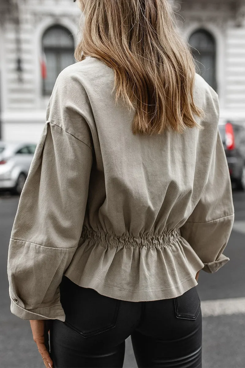 Work Street Solid Buckle Solid Color Turndown Collar Tops