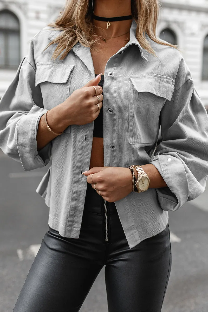 Work Street Solid Buckle Solid Color Turndown Collar Tops