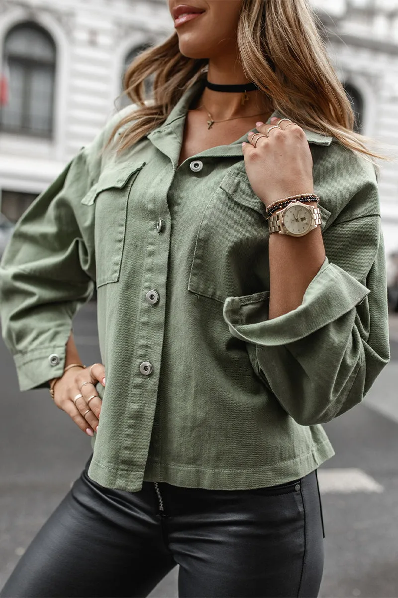 Work Street Solid Buckle Solid Color Turndown Collar Tops