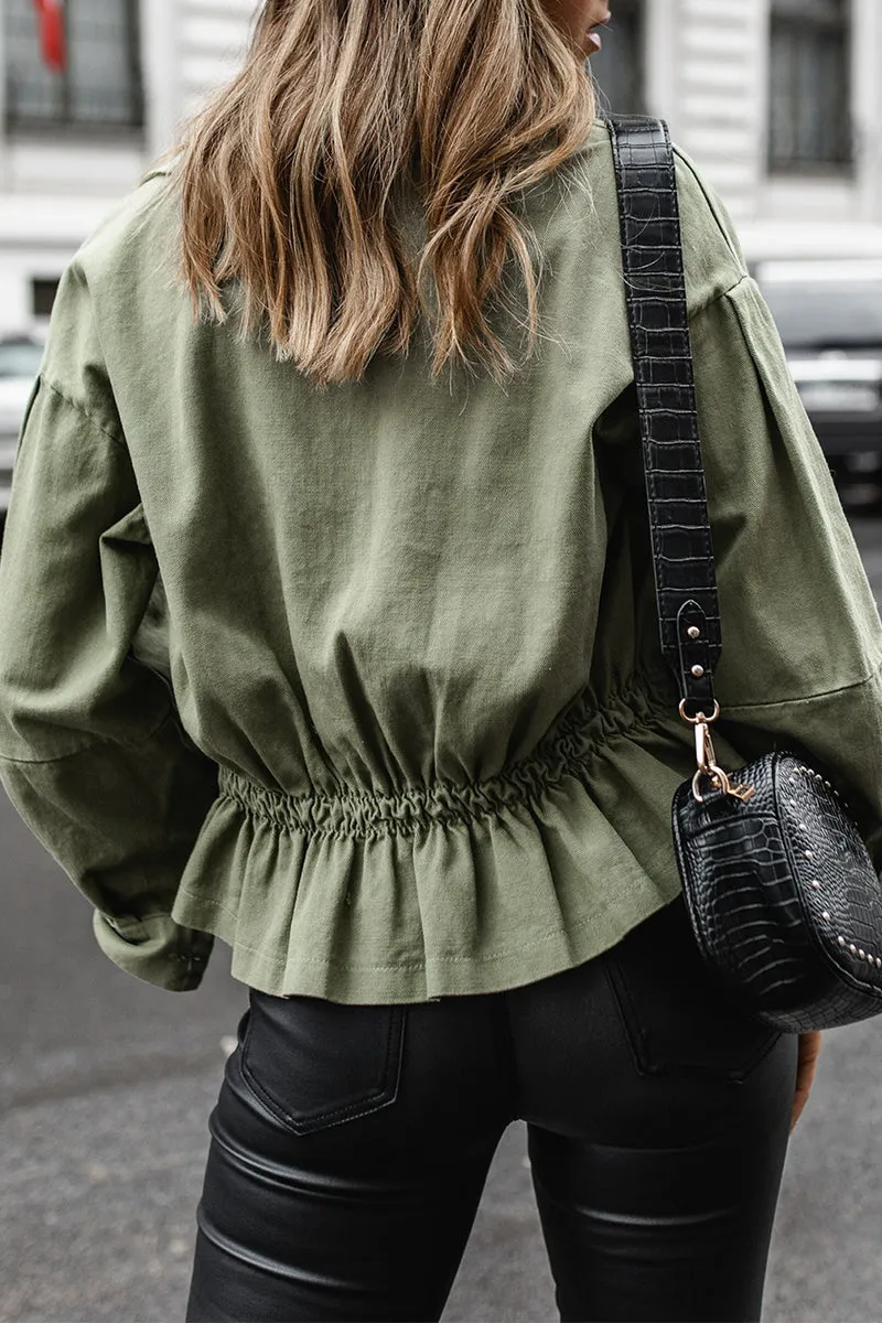 Work Street Solid Buckle Solid Color Turndown Collar Tops