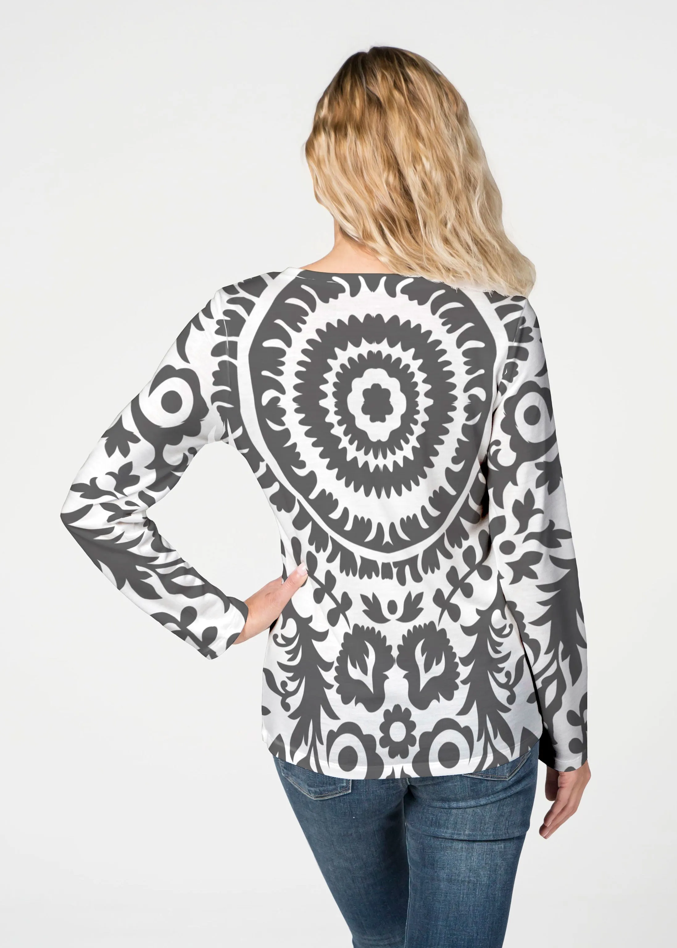 World of Swirls (14265) ~ French Terry V-neck Top