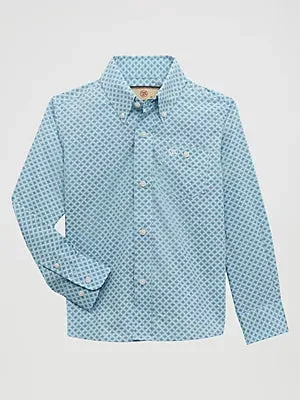 Wrangler Boys Classic Button Down Print Shirt
