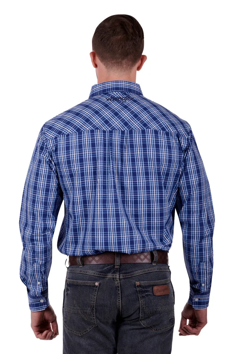 Wrangler Grange Mens LS Shirt Navy & White