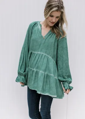 X Green Acid Washed Top