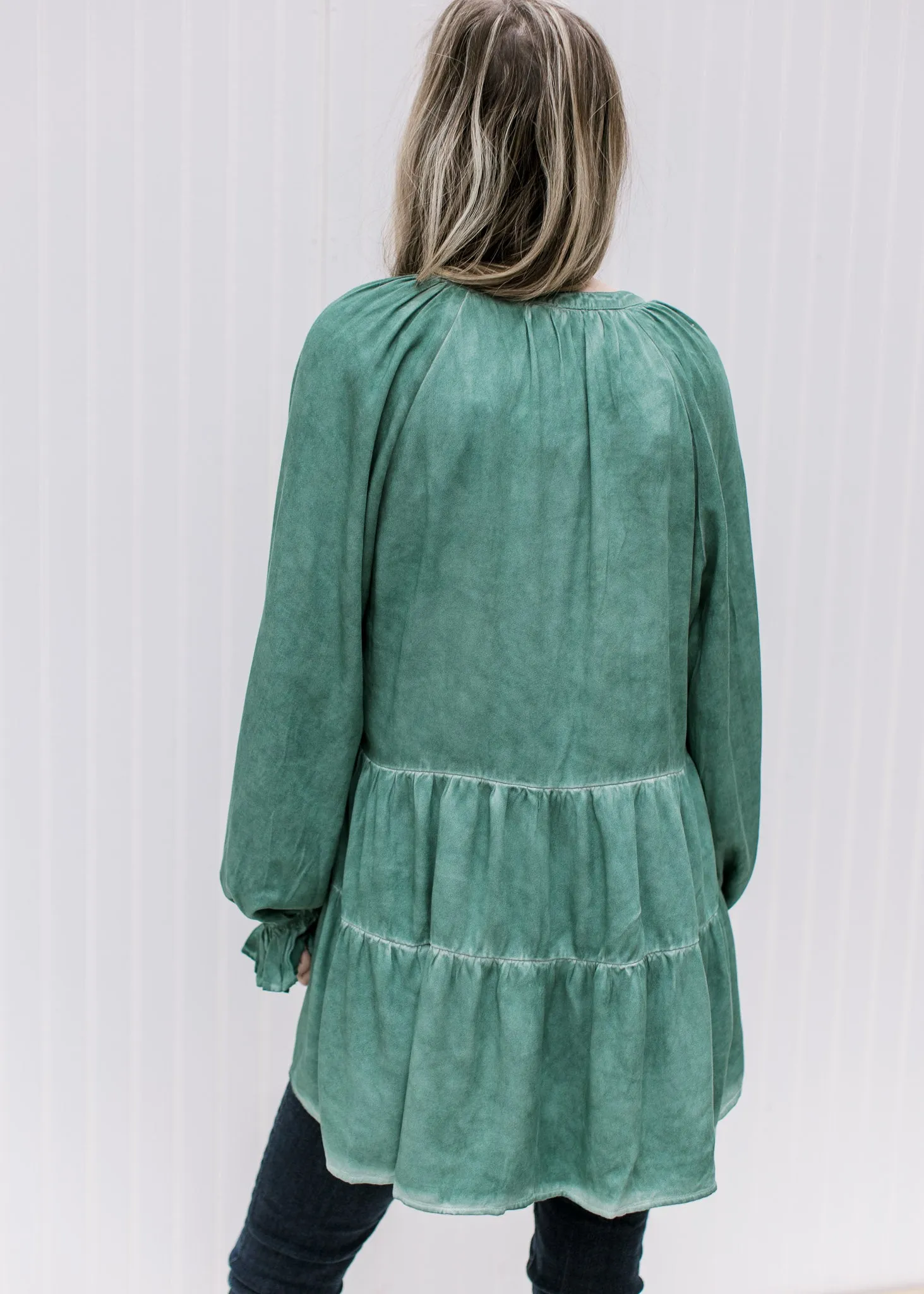 X Green Acid Washed Top