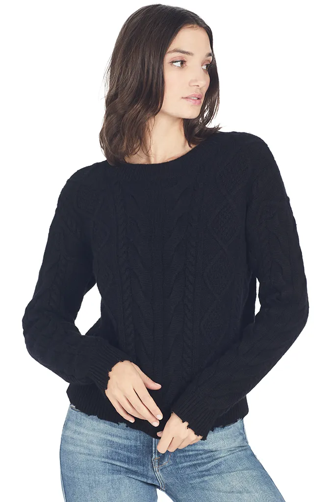 Zane Reverse V-Neck Sweater (Cachet Black)