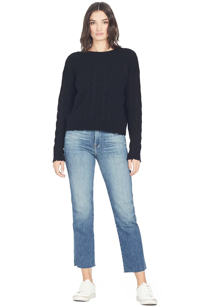 Zane Reverse V-Neck Sweater (Cachet Black)
