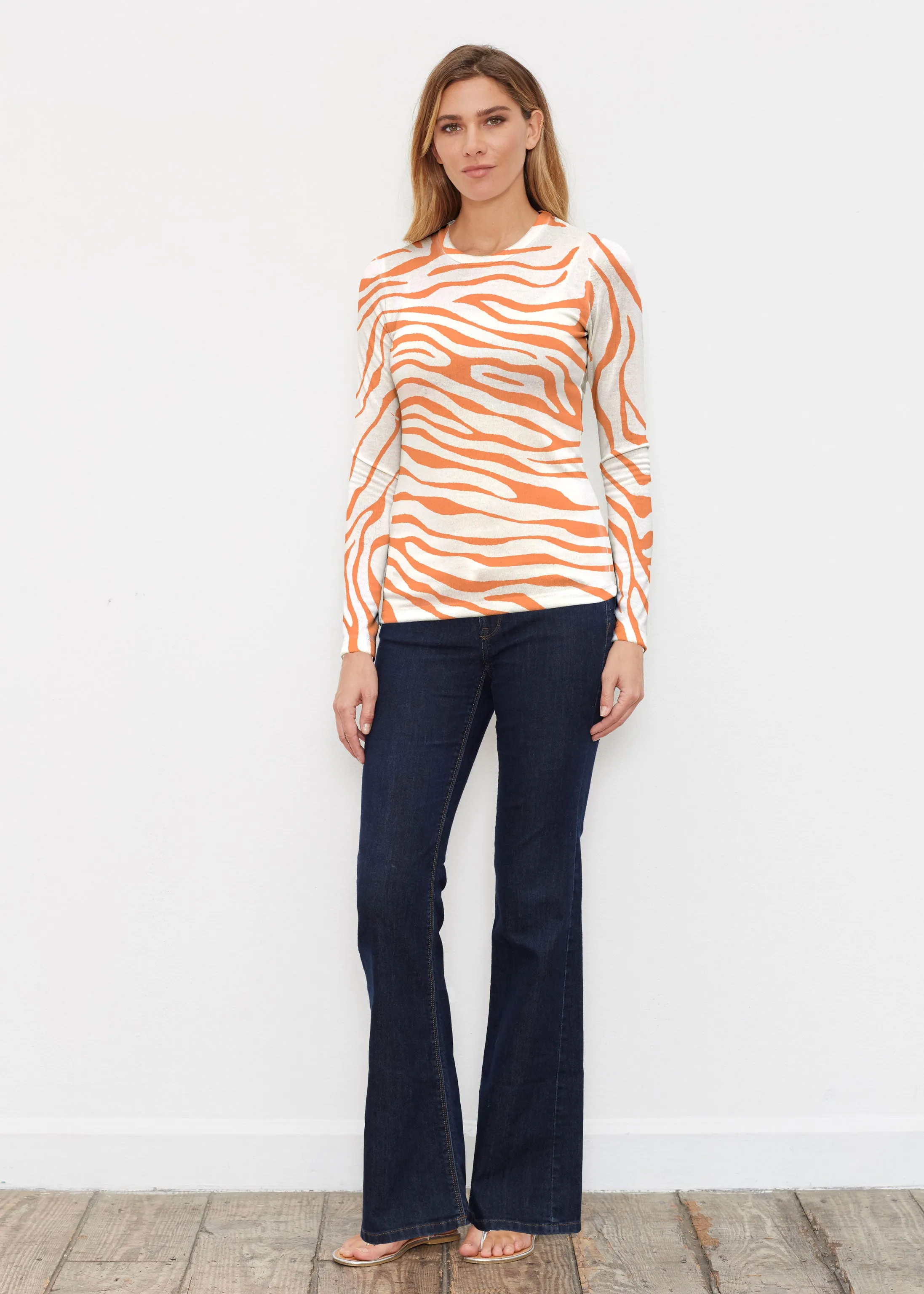 Zebra Orange (7042) ~ Butterknit Long Sleeve Crew Top