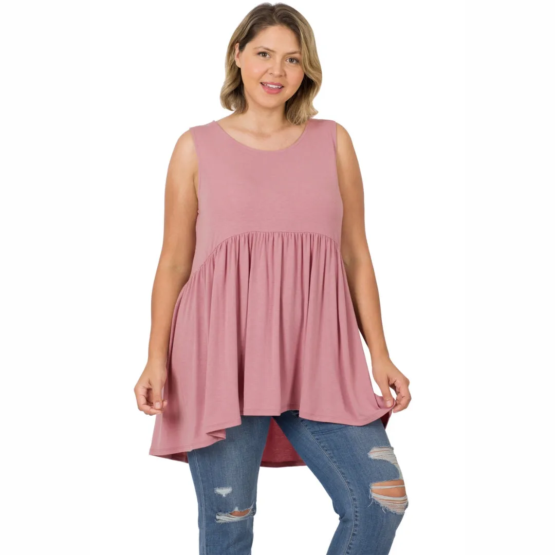 Zenana Dusty Pink Sleeveless High Low Tunic Mini Dress - RT3150
