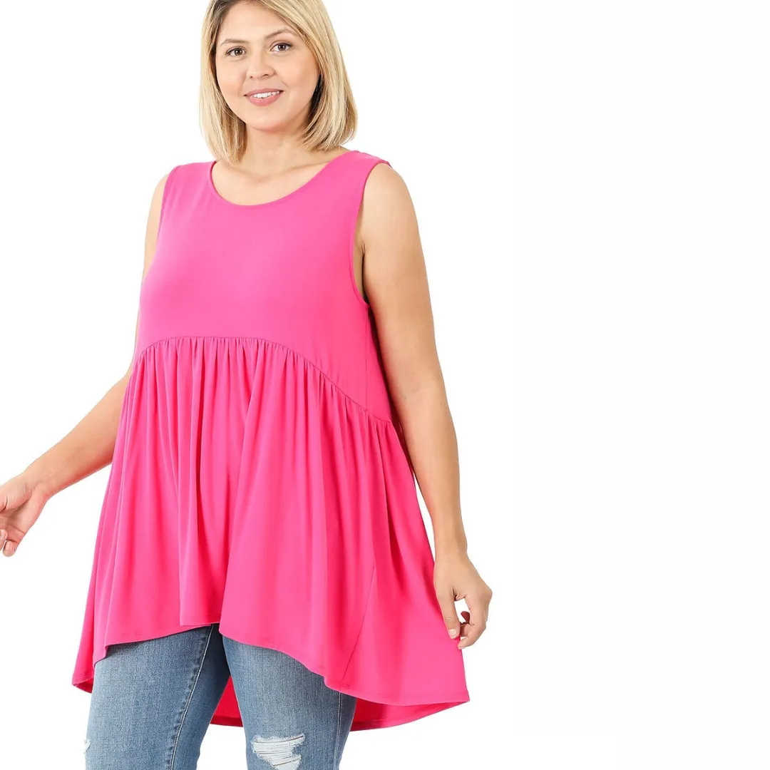 Zenana Dusty Pink Sleeveless High Low Tunic Mini Dress - RT3150
