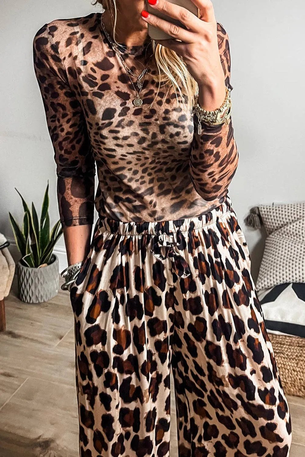 Zoey Leopard Mesh Long Sleeve Top