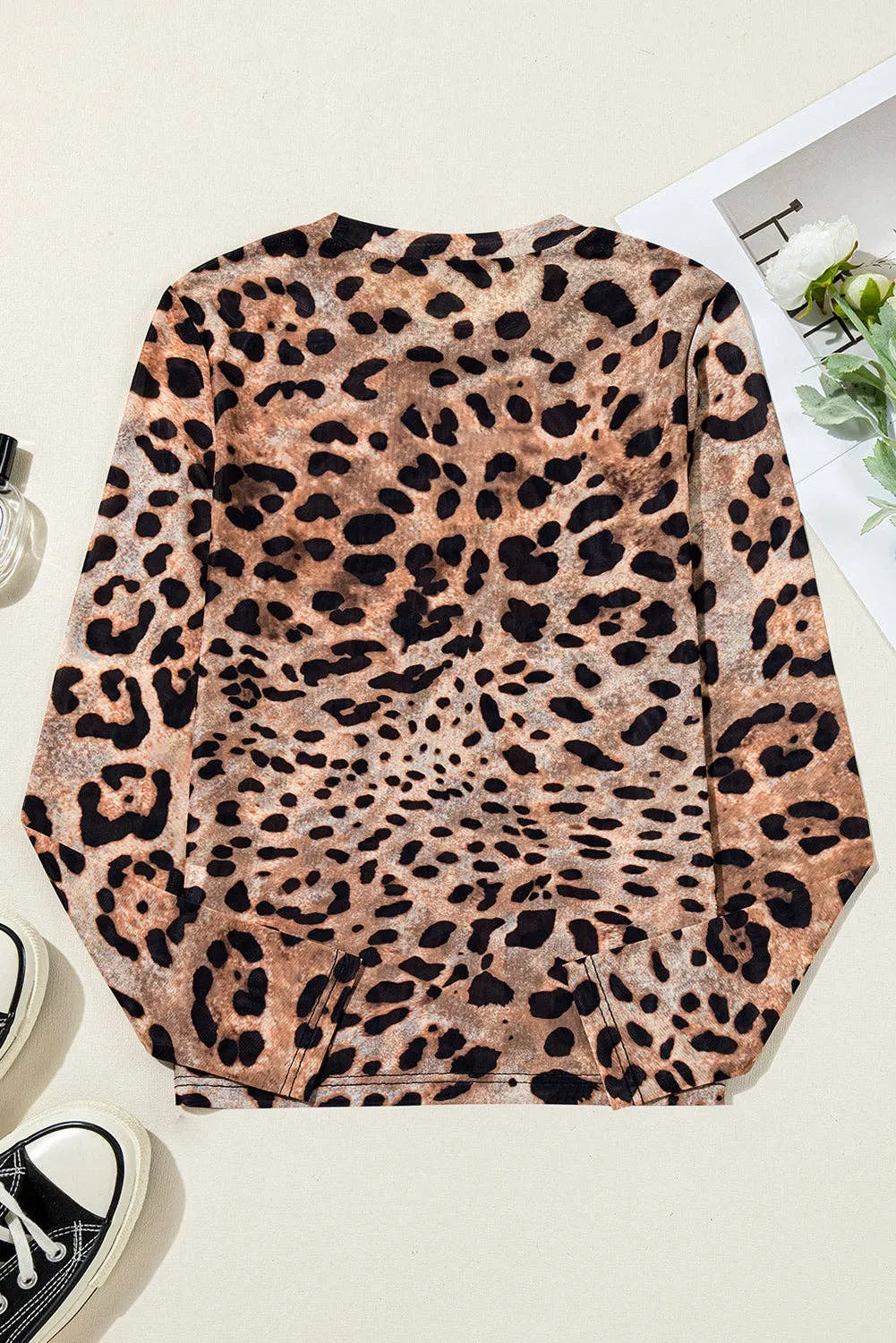 Zoey Leopard Mesh Long Sleeve Top