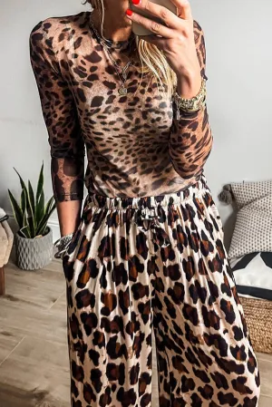 Zoey Leopard Mesh Long Sleeve Top